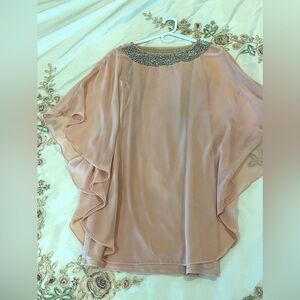 XSCAPE blush pink dress with beaded neck line size 6P